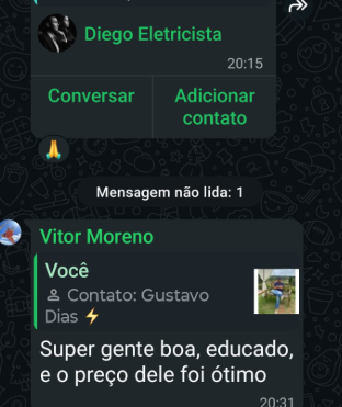 Print de indicação no grupo de condomínio no WhatsApp